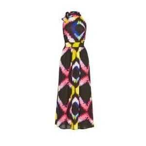 Busayo Collective Maxi Dress Womens 2 Multi Tie Dye Halter Neck Bow Boho Summer